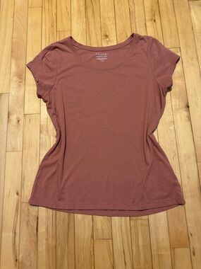Tahari Women's Dusty Rose Short Sleeve Scoop Neck Top Large